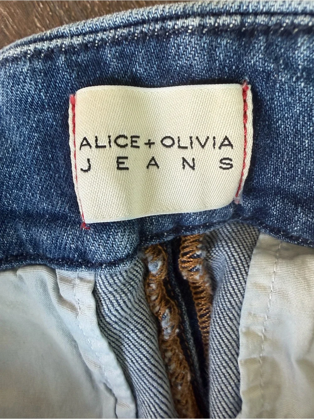 Alice + Olivia Dark Blue High-Waist Wide-Leg Jeans (28)
